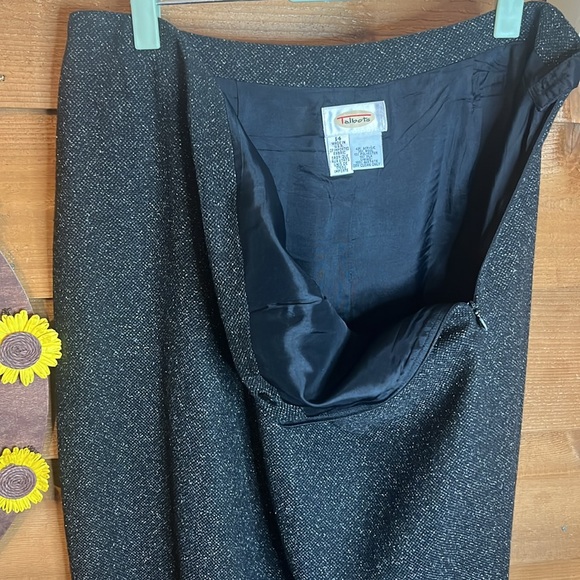 Talbots Vintage Tweed Silk Pebbled Wool Maxi Skirt Academia Business Pencil 14 - Picture 6 of 9